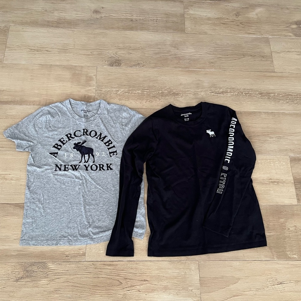 Abercrombie & Fitch Kids Gray and Black Shirts set of 2 shirts 13/14 kids boys.